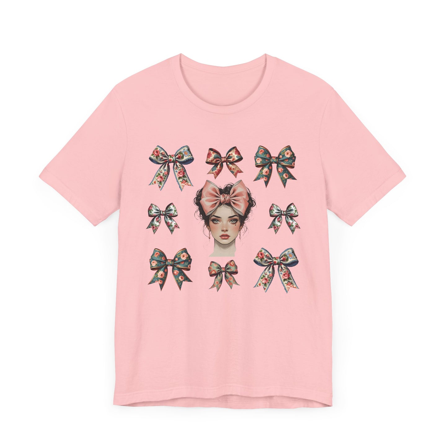 Frida Kahlo Inspired Bow Tee, Graphic Tee for Art Lovers, Cute Women’s Apparel, Vintage Style T-Shirt, Gift for Art Enthusiasts