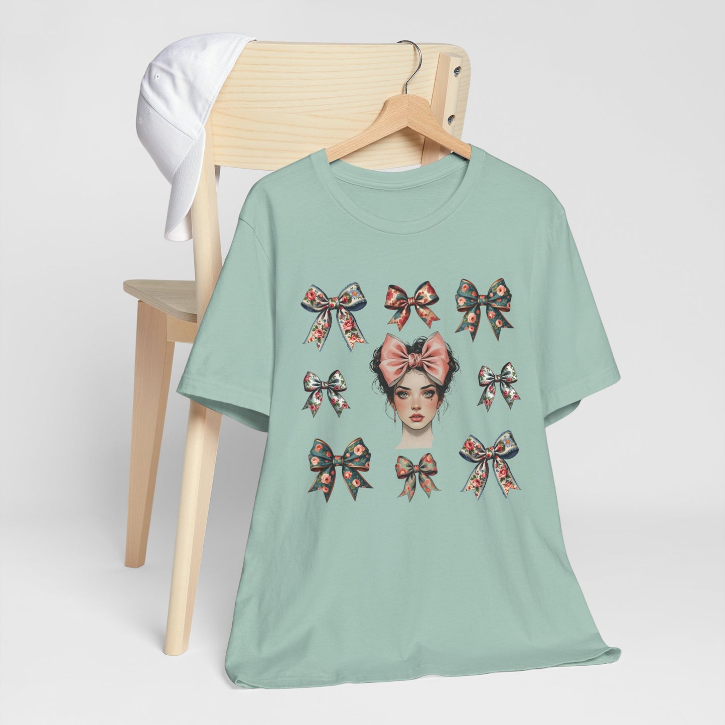 Frida Kahlo Inspired Bow Tee, Graphic Tee for Art Lovers, Cute Women’s Apparel, Vintage Style T-Shirt, Gift for Art Enthusiasts
