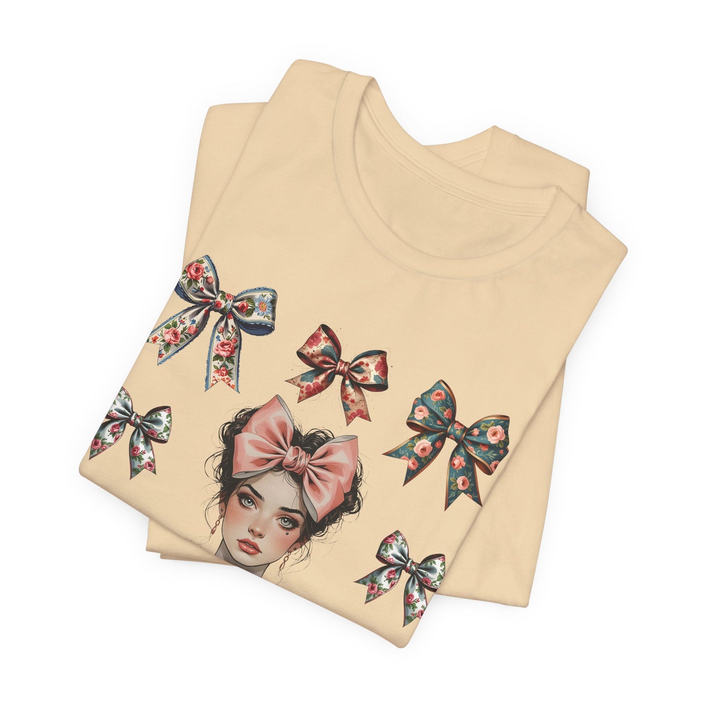 Frida Kahlo Inspired Bow Tee, Graphic Tee for Art Lovers, Cute Women’s Apparel, Vintage Style T-Shirt, Gift for Art Enthusiasts
