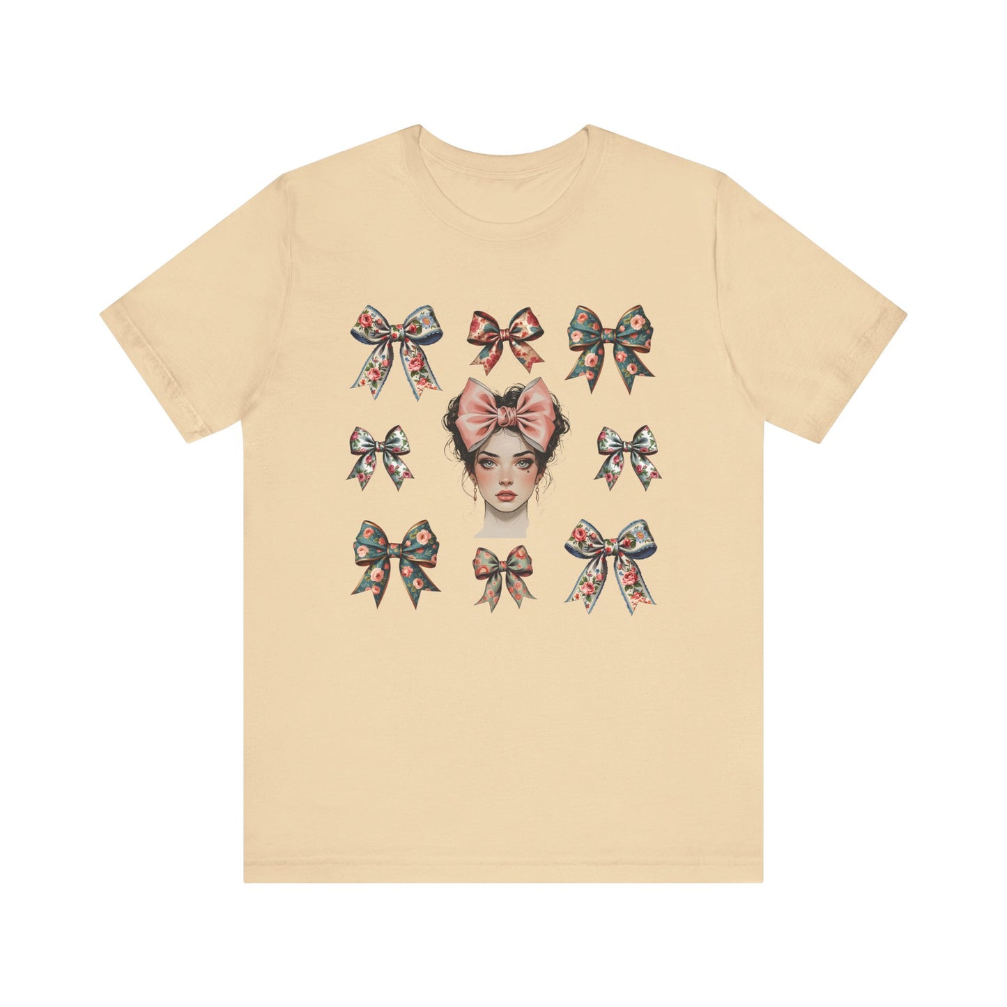 Frida Kahlo Inspired Bow Tee, Graphic Tee for Art Lovers, Cute Women’s Apparel, Vintage Style T-Shirt, Gift for Art Enthusiasts