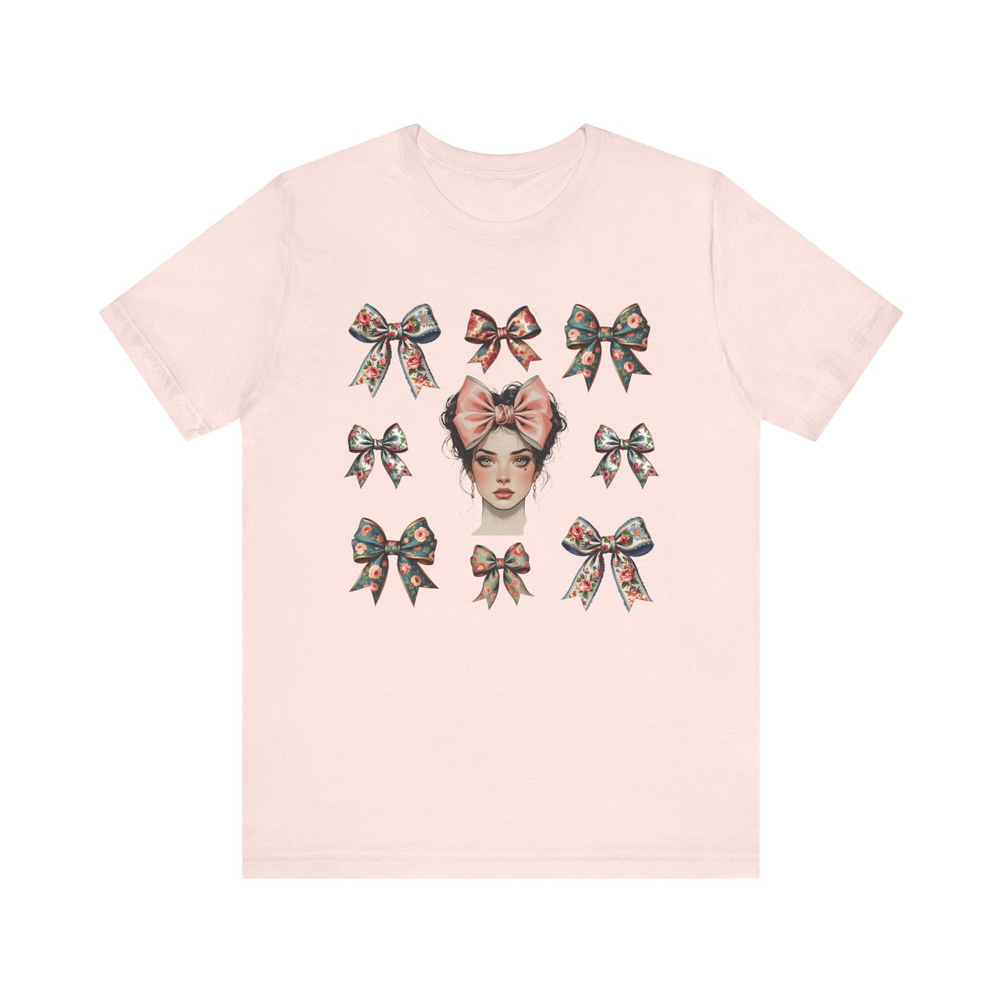 Frida Kahlo Inspired Bow Tee, Graphic Tee for Art Lovers, Cute Women’s Apparel, Vintage Style T-Shirt, Gift for Art Enthusiasts