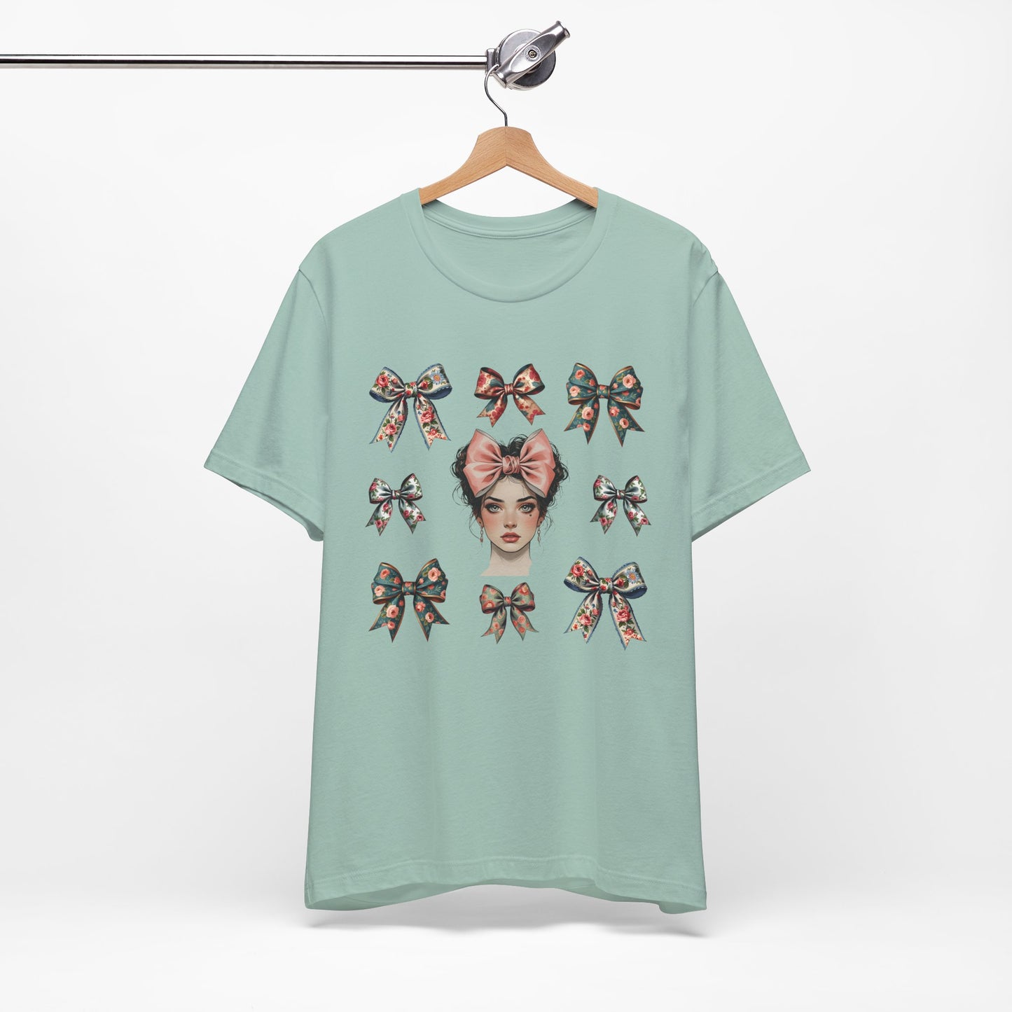 Frida Kahlo Inspired Bow Tee, Graphic Tee for Art Lovers, Cute Women’s Apparel, Vintage Style T-Shirt, Gift for Art Enthusiasts