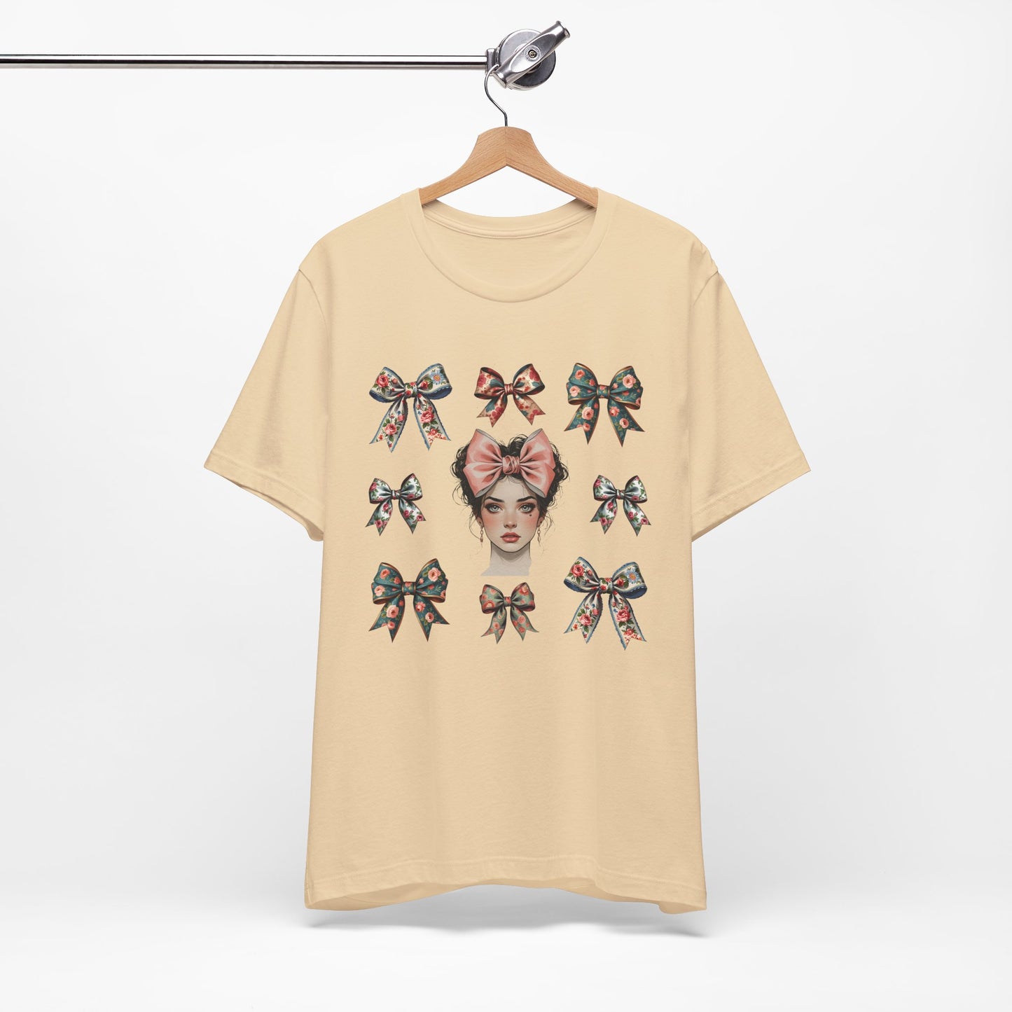 Frida Kahlo Inspired Bow Tee, Graphic Tee for Art Lovers, Cute Women’s Apparel, Vintage Style T-Shirt, Gift for Art Enthusiasts