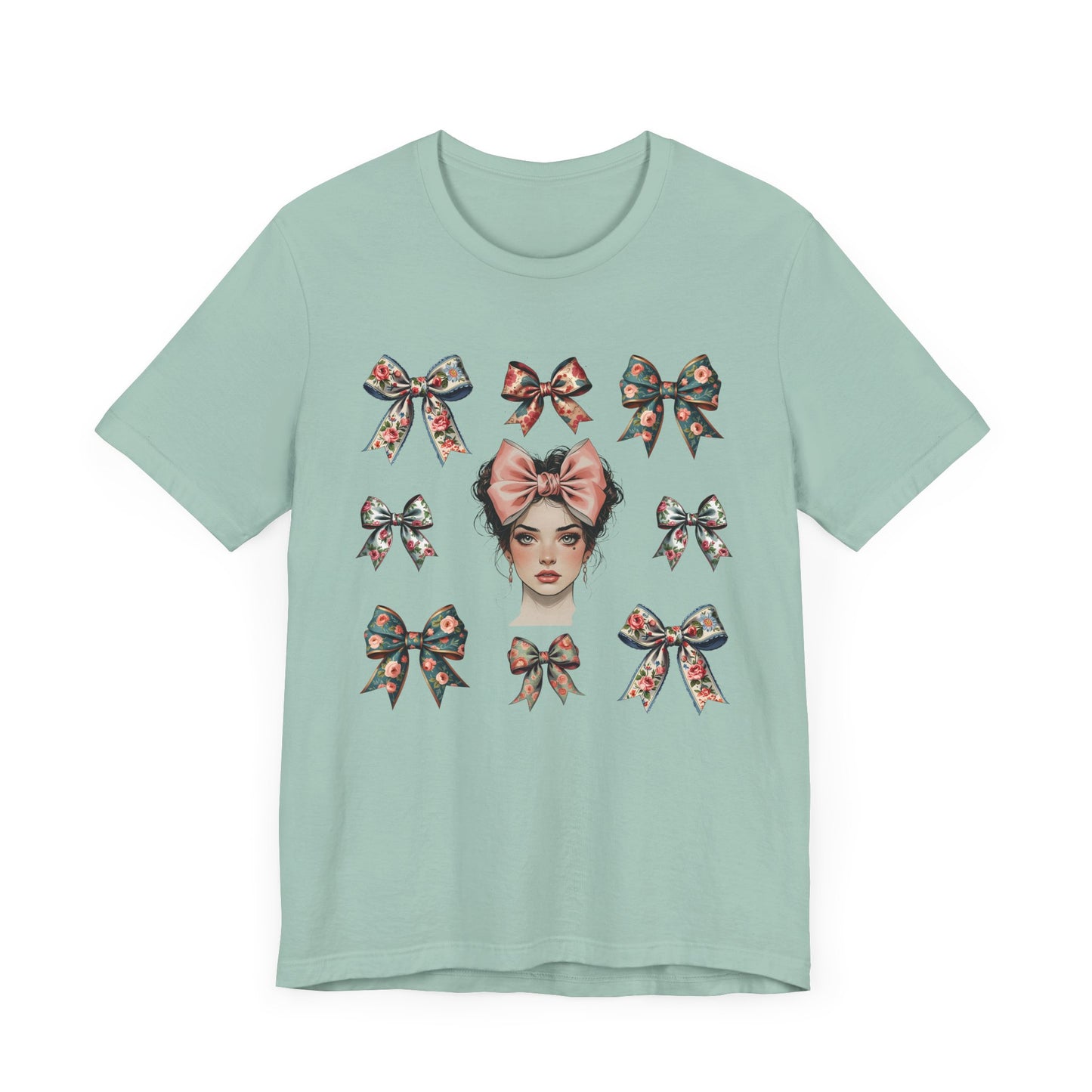 Frida Kahlo Inspired Bow Tee, Graphic Tee for Art Lovers, Cute Women’s Apparel, Vintage Style T-Shirt, Gift for Art Enthusiasts