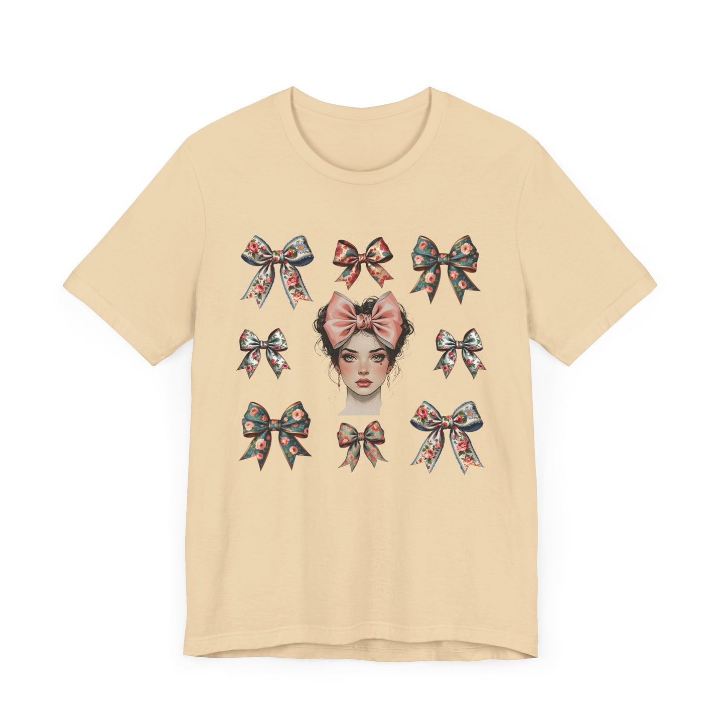 Frida Kahlo Inspired Bow Tee, Graphic Tee for Art Lovers, Cute Women’s Apparel, Vintage Style T-Shirt, Gift for Art Enthusiasts