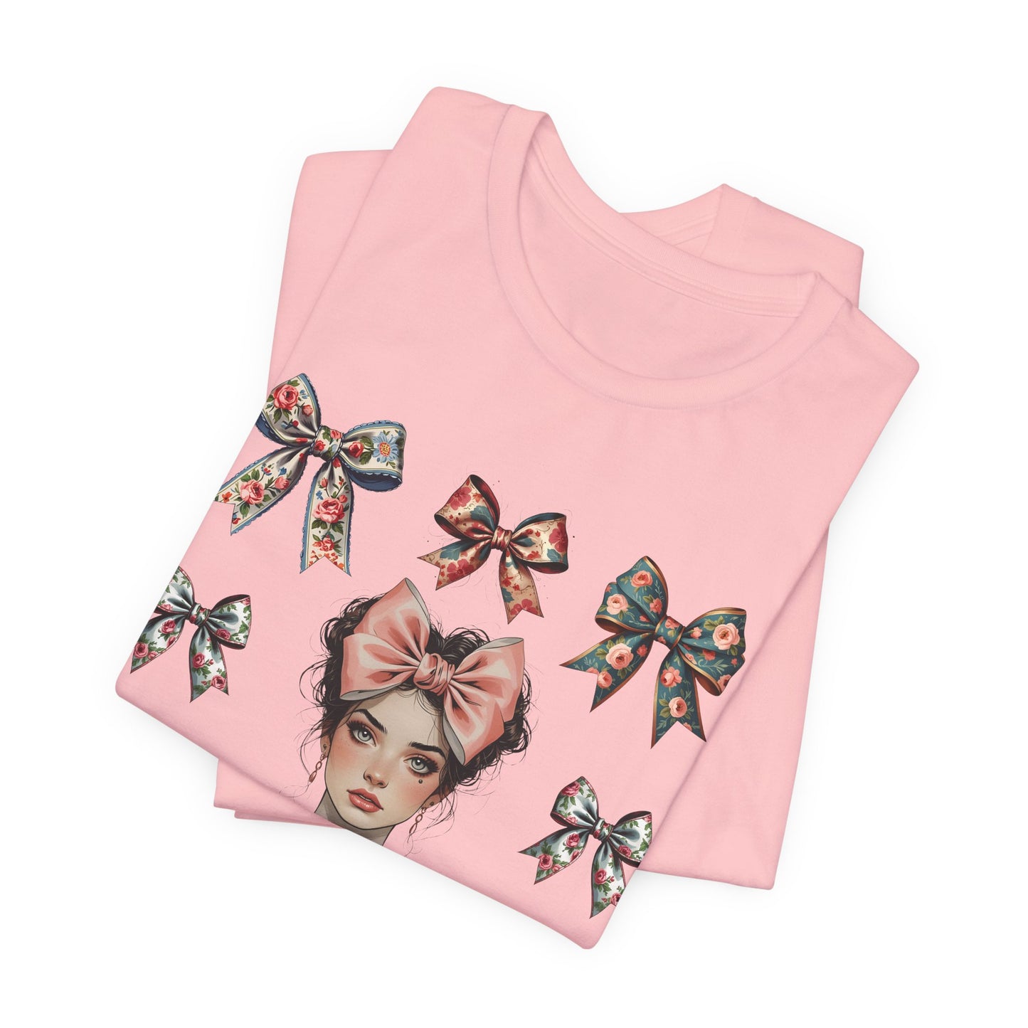 Frida Kahlo Inspired Bow Tee, Graphic Tee for Art Lovers, Cute Women’s Apparel, Vintage Style T-Shirt, Gift for Art Enthusiasts