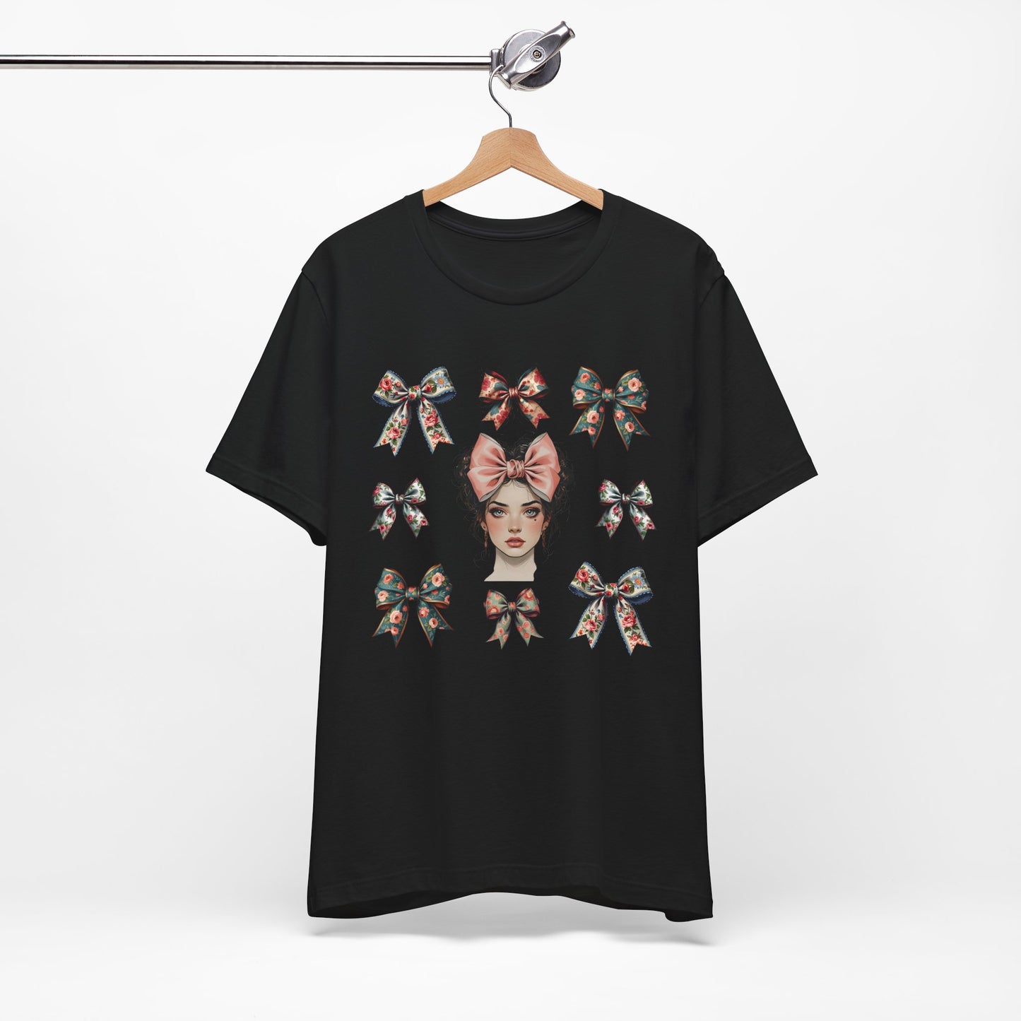 Frida Kahlo Inspired Bow Tee, Graphic Tee for Art Lovers, Cute Women’s Apparel, Vintage Style T-Shirt, Gift for Art Enthusiasts