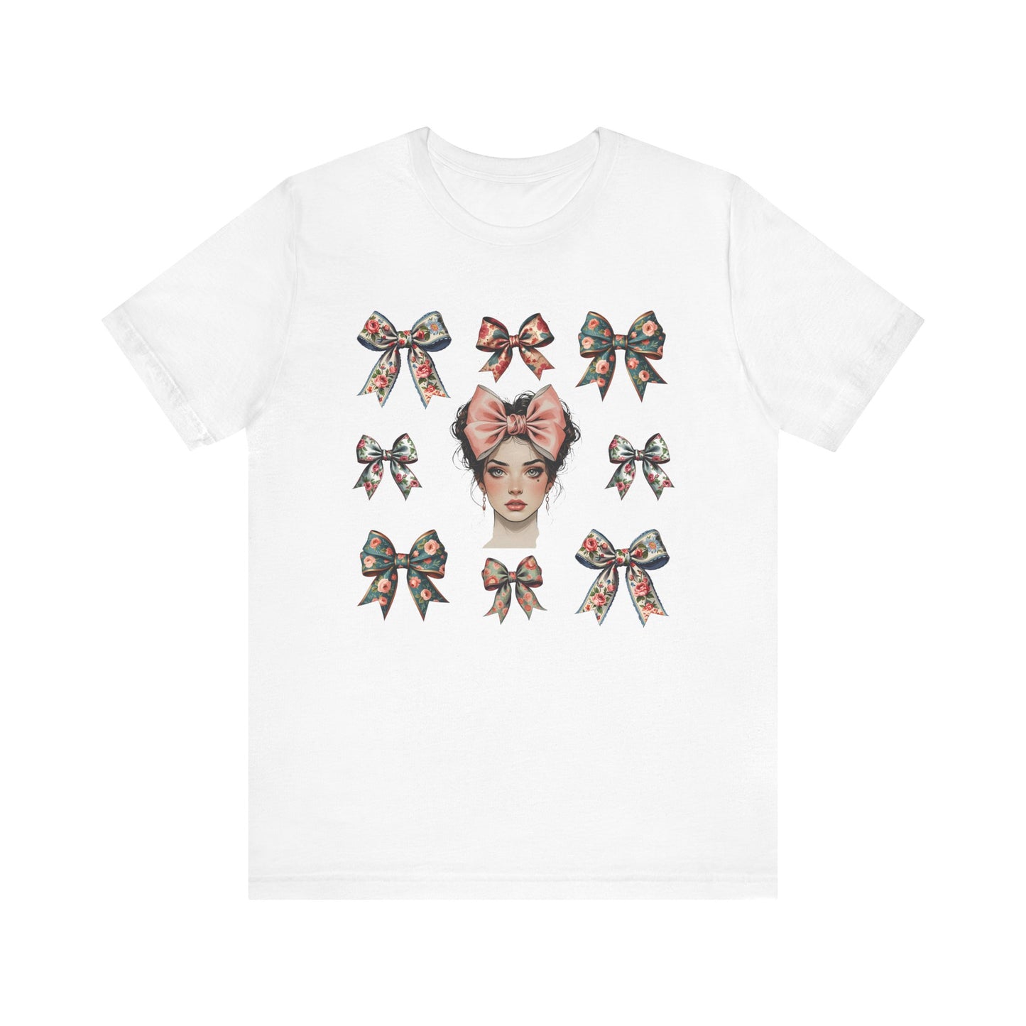 Frida Kahlo Inspired Bow Tee, Graphic Tee for Art Lovers, Cute Women’s Apparel, Vintage Style T-Shirt, Gift for Art Enthusiasts