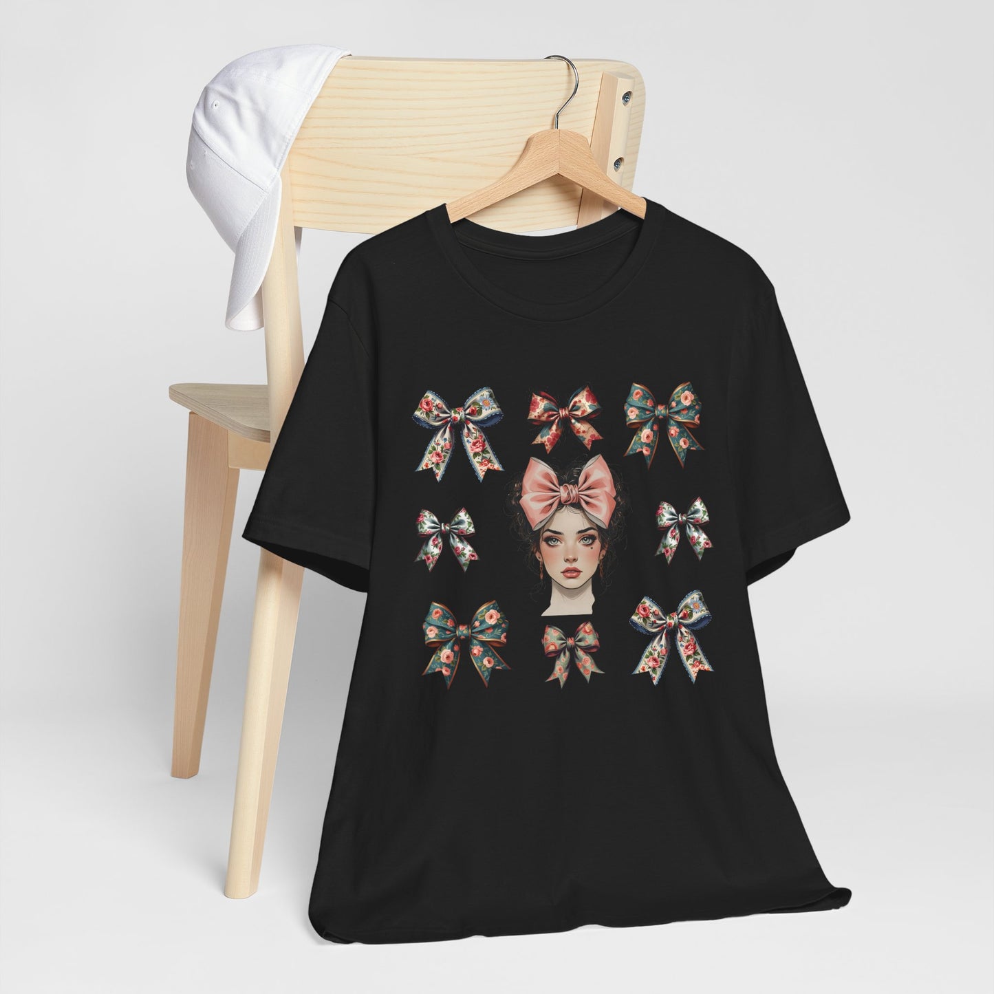 Frida Kahlo Inspired Bow Tee, Graphic Tee for Art Lovers, Cute Women’s Apparel, Vintage Style T-Shirt, Gift for Art Enthusiasts