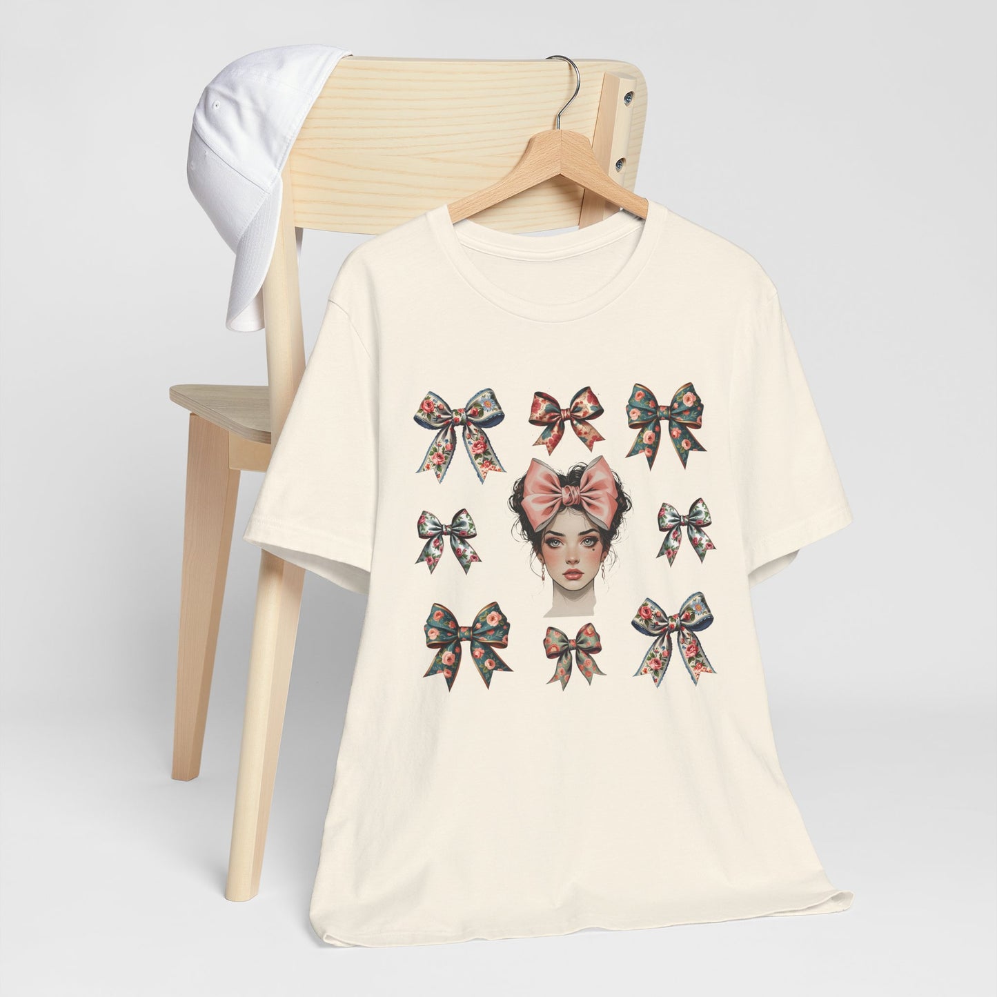 Frida Kahlo Inspired Bow Tee, Graphic Tee for Art Lovers, Cute Women’s Apparel, Vintage Style T-Shirt, Gift for Art Enthusiasts