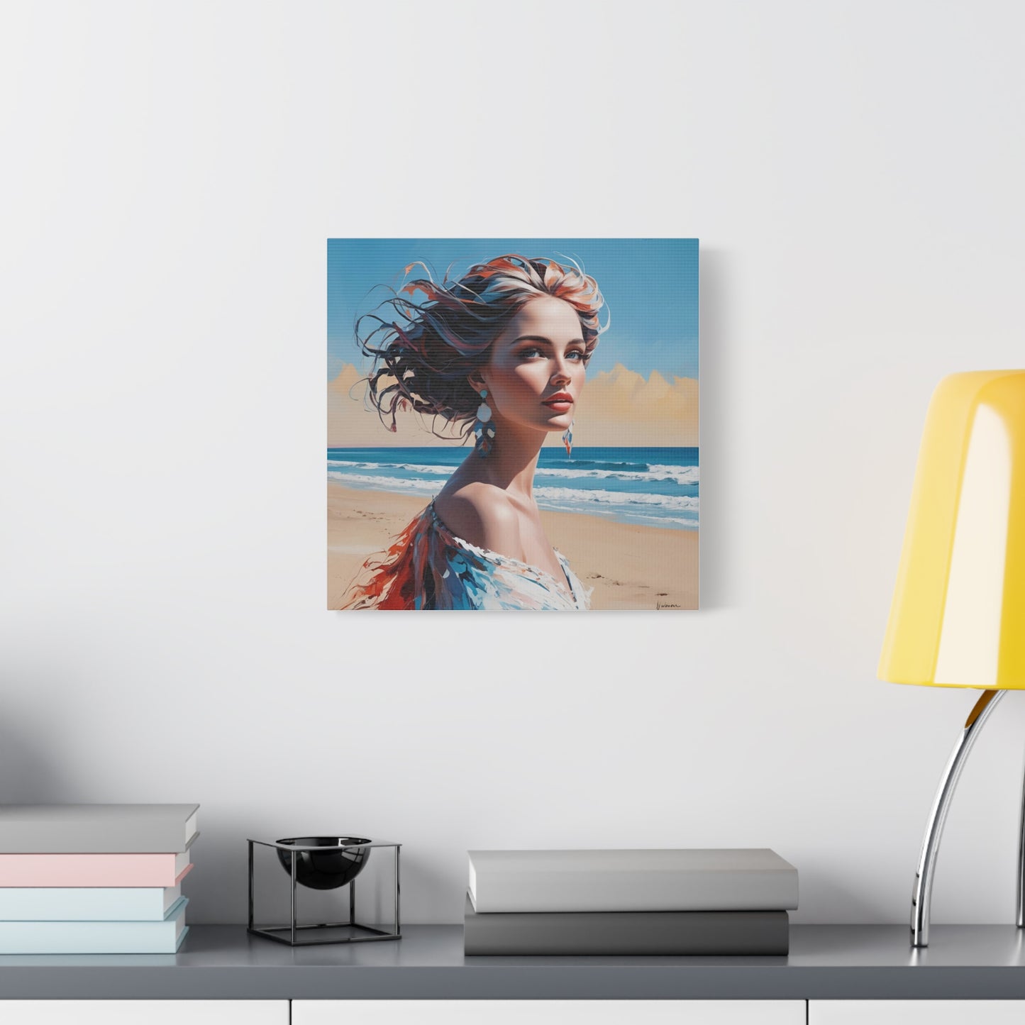Canvas Art Print - Beautiful Woman on a Beach