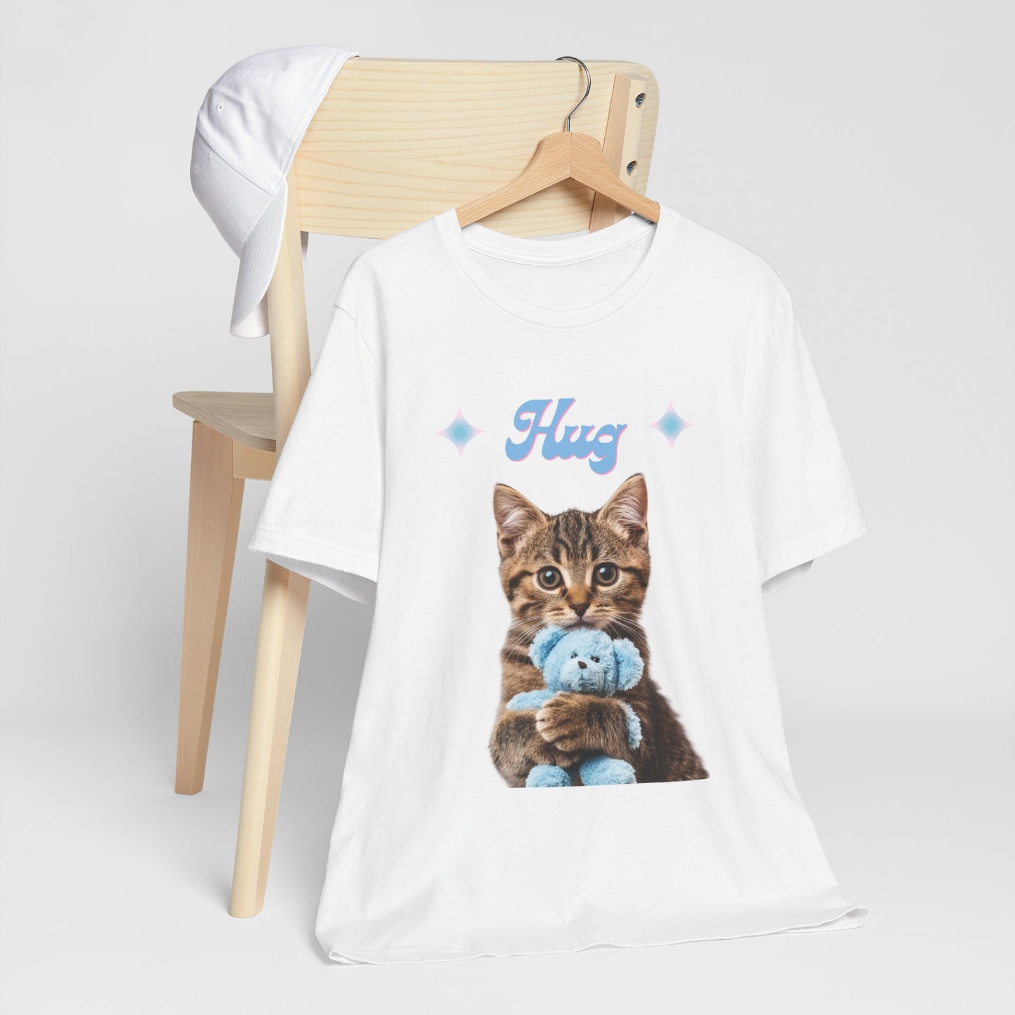 Hug Women's T Shirt With Cute Tabby Cat Hugging His Teddy
