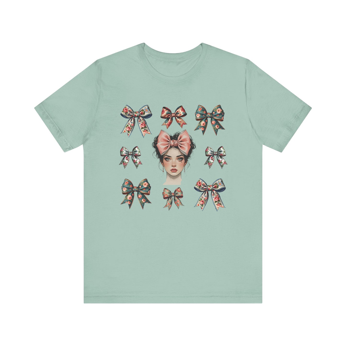 Frida Kahlo Inspired Bow Tee, Graphic Tee for Art Lovers, Cute Women’s Apparel, Vintage Style T-Shirt, Gift for Art Enthusiasts
