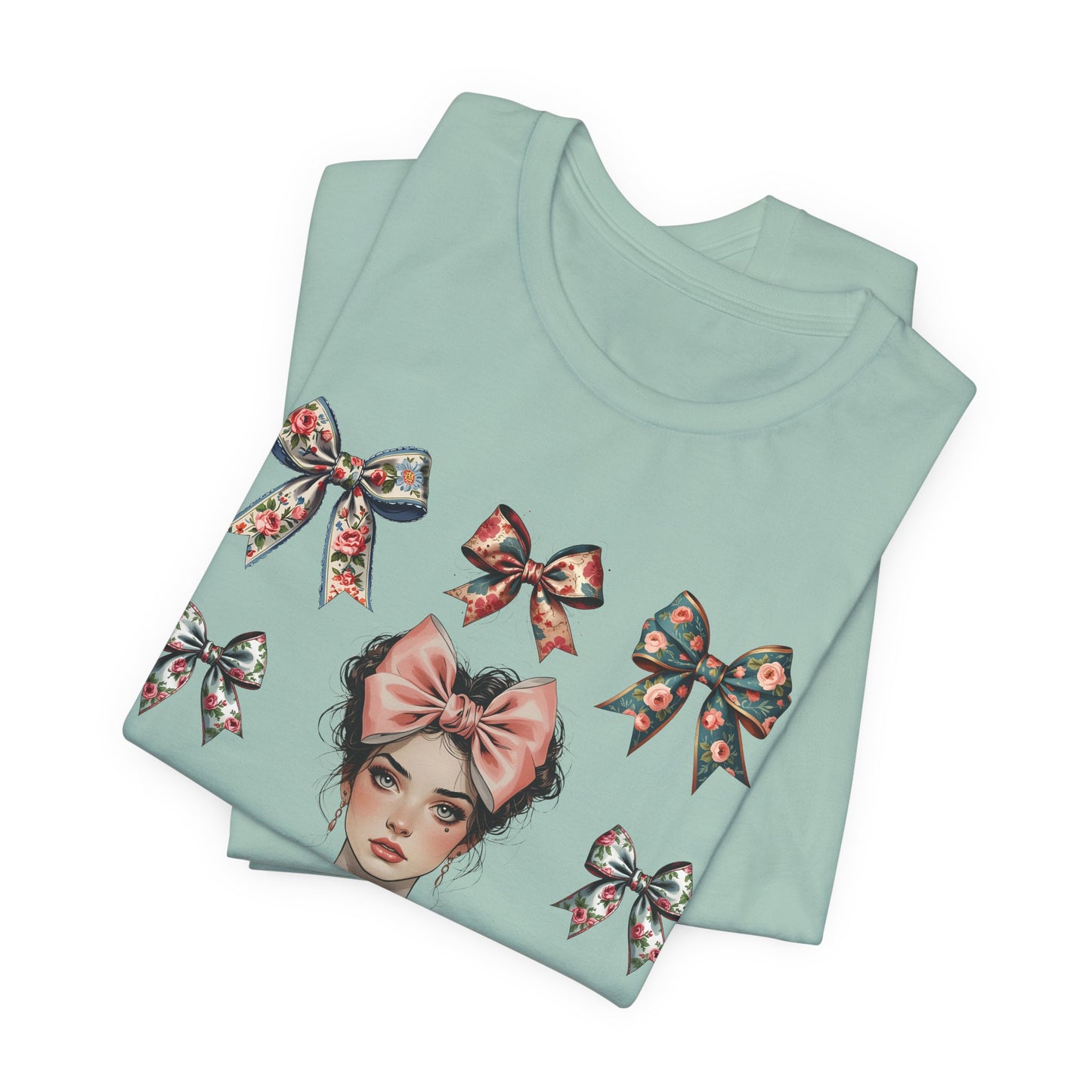 Frida Kahlo Inspired Bow Tee, Graphic Tee for Art Lovers, Cute Women’s Apparel, Vintage Style T-Shirt, Gift for Art Enthusiasts