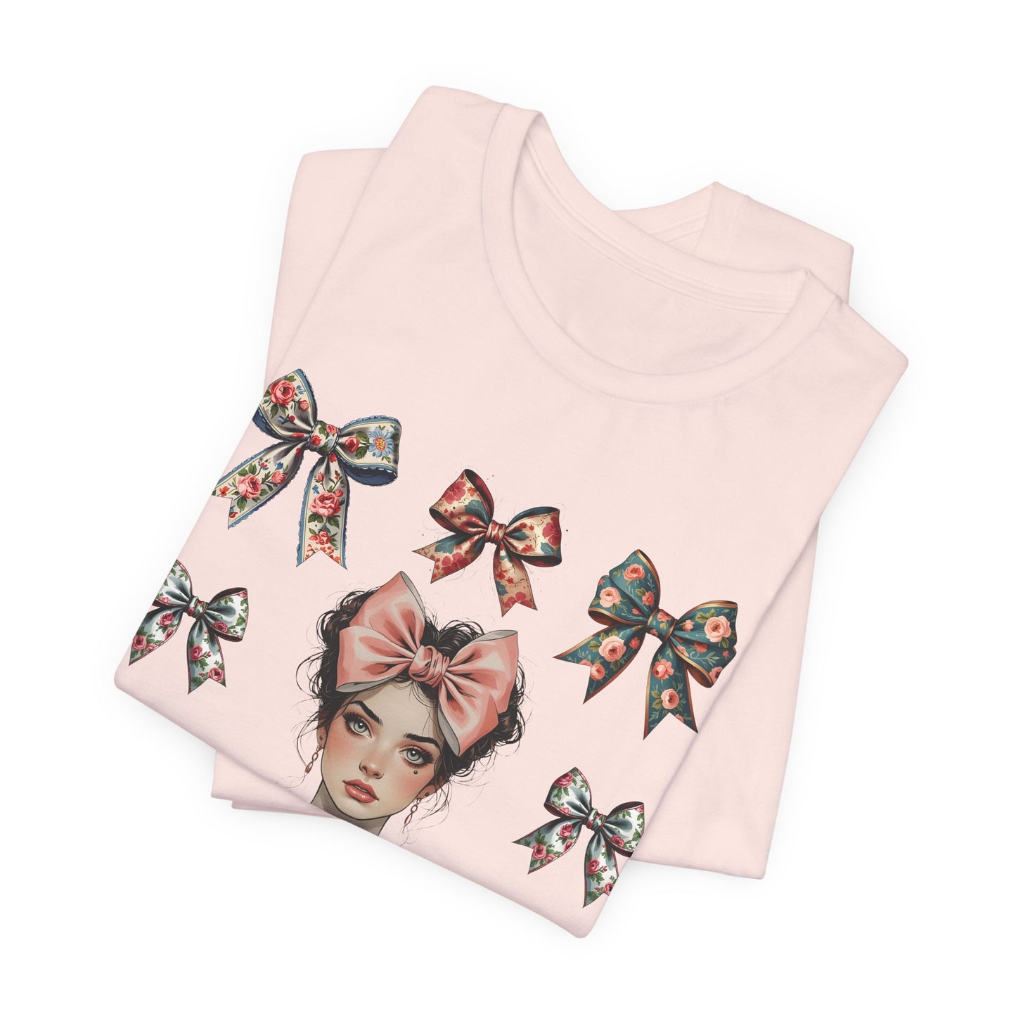 Frida Kahlo Inspired Bow Tee, Graphic Tee for Art Lovers, Cute Women’s Apparel, Vintage Style T-Shirt, Gift for Art Enthusiasts