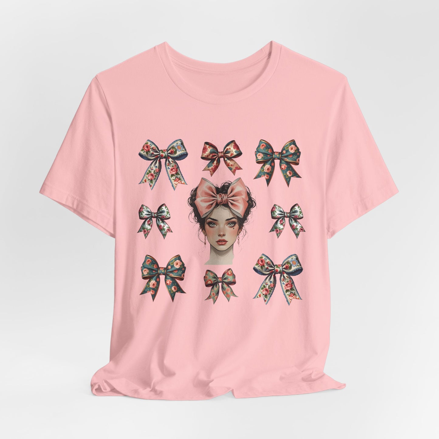 Frida Kahlo Inspired Bow Tee, Graphic Tee for Art Lovers, Cute Women’s Apparel, Vintage Style T-Shirt, Gift for Art Enthusiasts