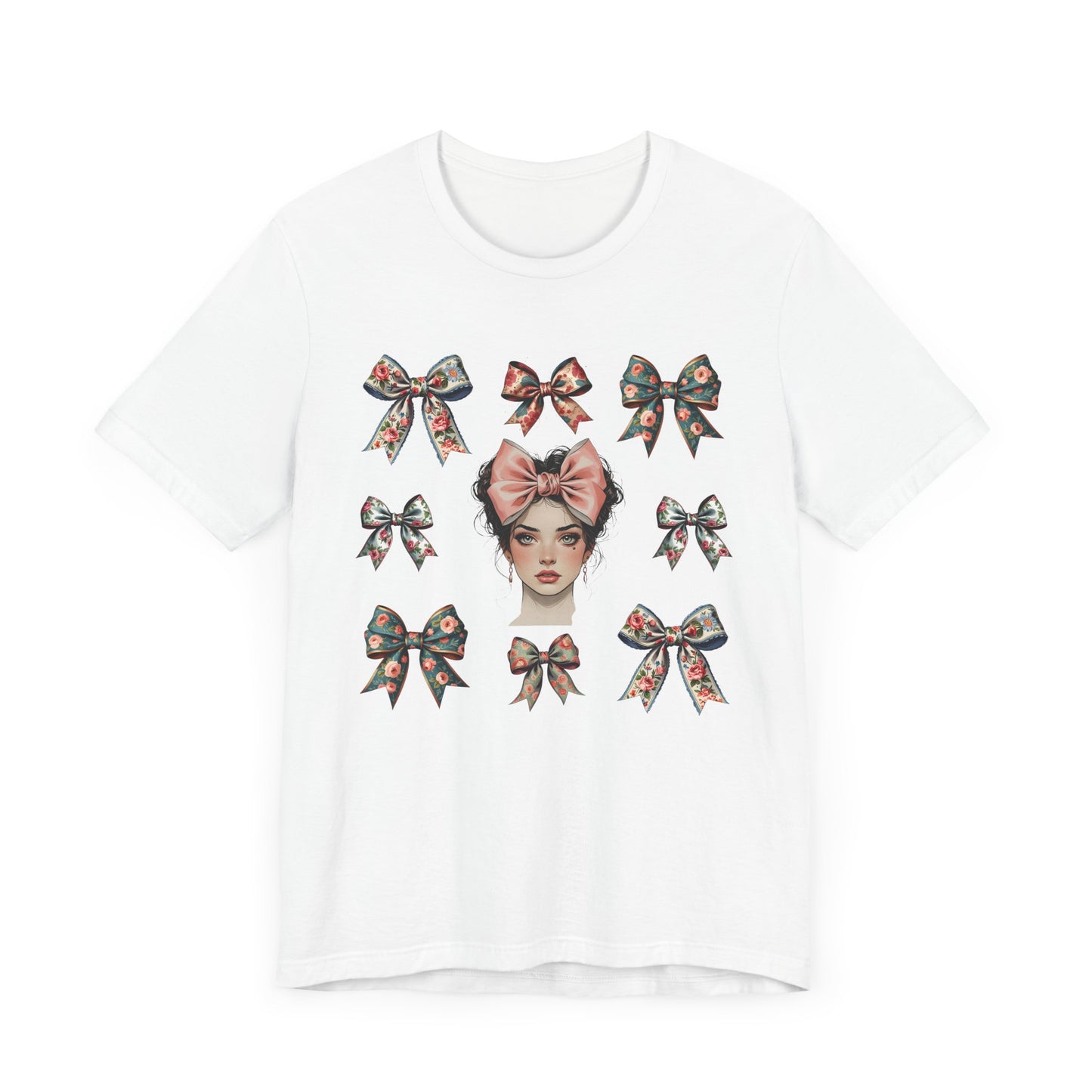 Frida Kahlo Inspired Bow Tee, Graphic Tee for Art Lovers, Cute Women’s Apparel, Vintage Style T-Shirt, Gift for Art Enthusiasts