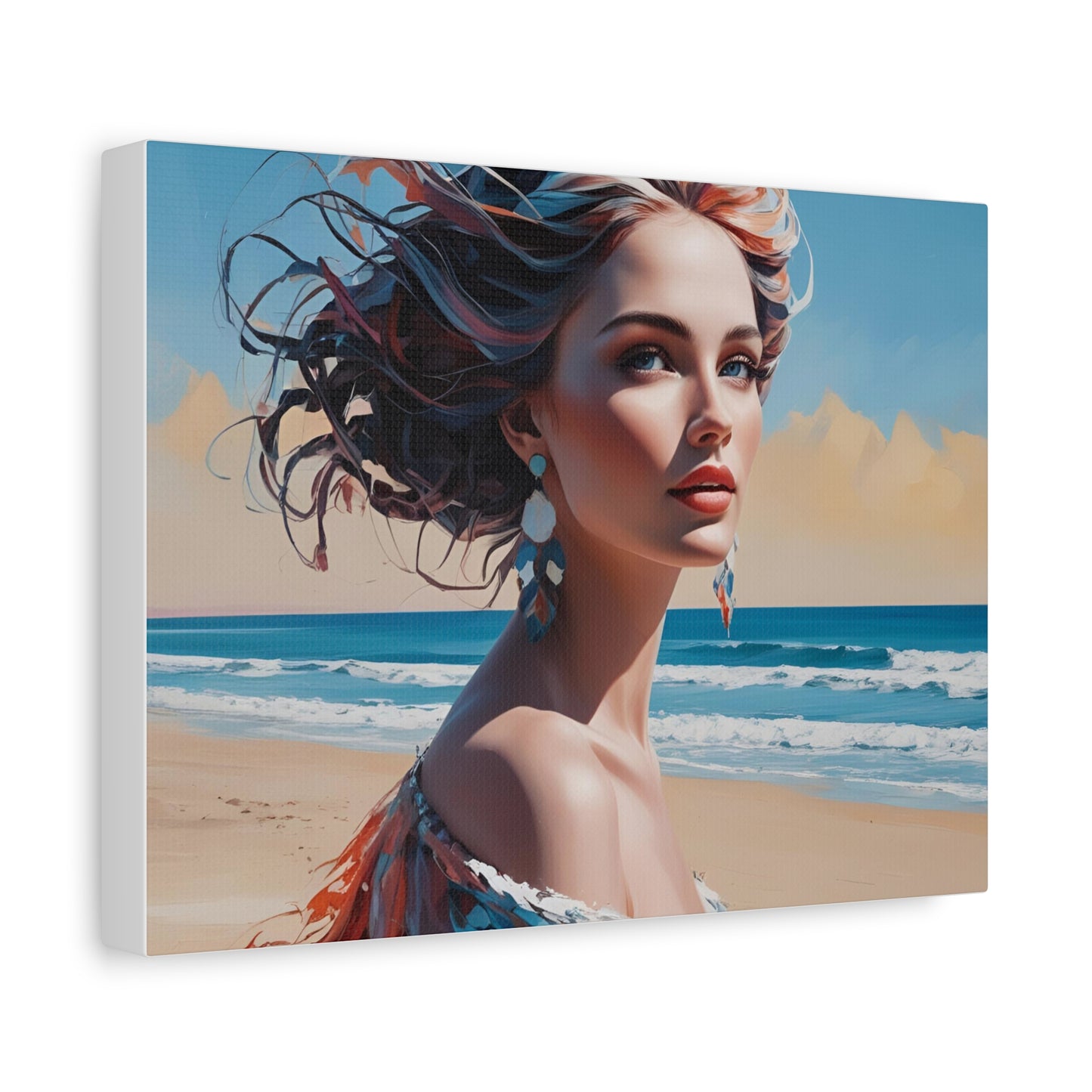 Canvas Art Print - Beautiful Woman on a Beach