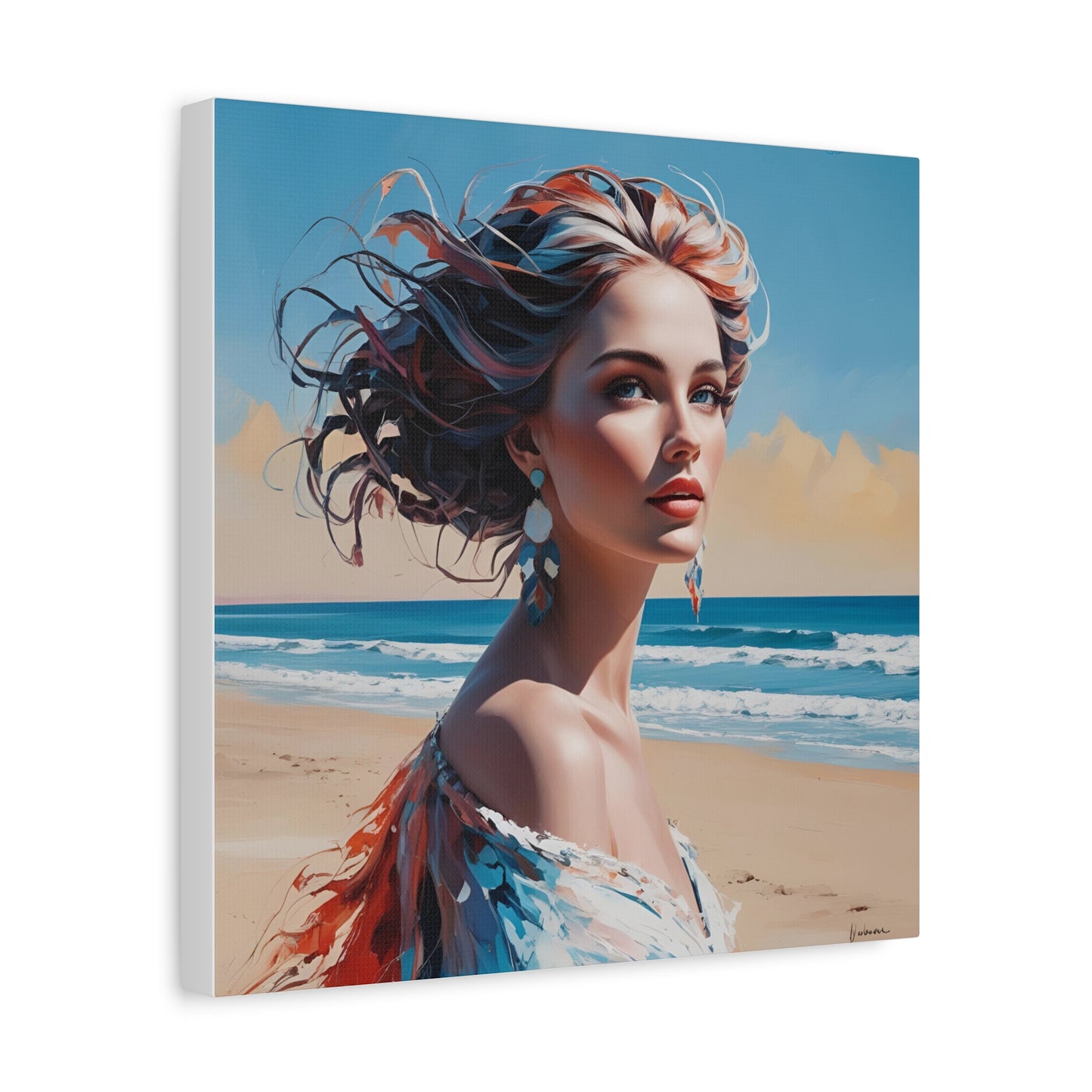 Canvas Art Print - Beautiful Woman on a Beach