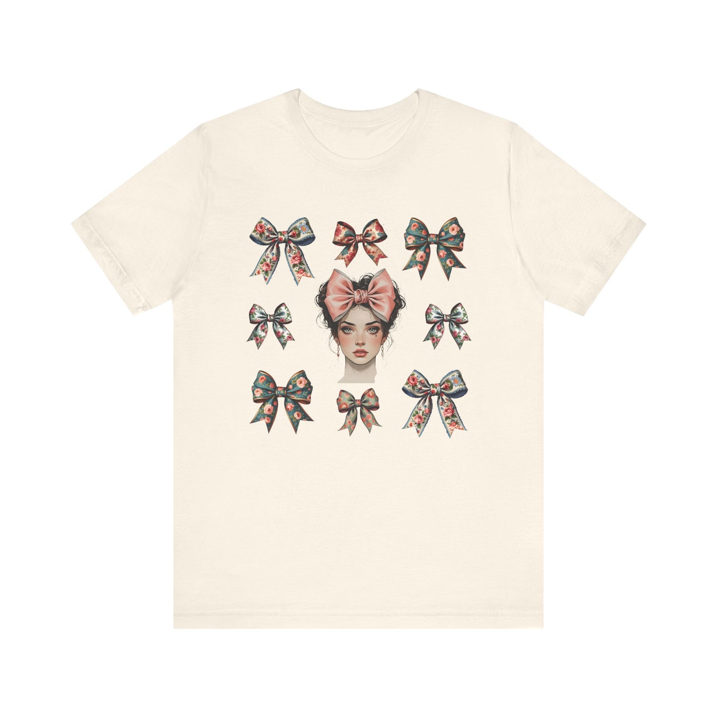 Frida Kahlo Inspired Bow Tee, Graphic Tee for Art Lovers, Cute Women’s Apparel, Vintage Style T-Shirt, Gift for Art Enthusiasts