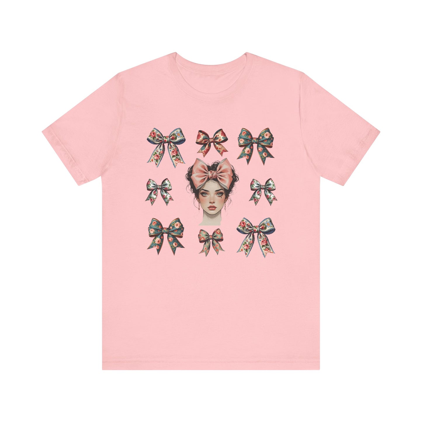 Frida Kahlo Inspired Bow Tee, Graphic Tee for Art Lovers, Cute Women’s Apparel, Vintage Style T-Shirt, Gift for Art Enthusiasts