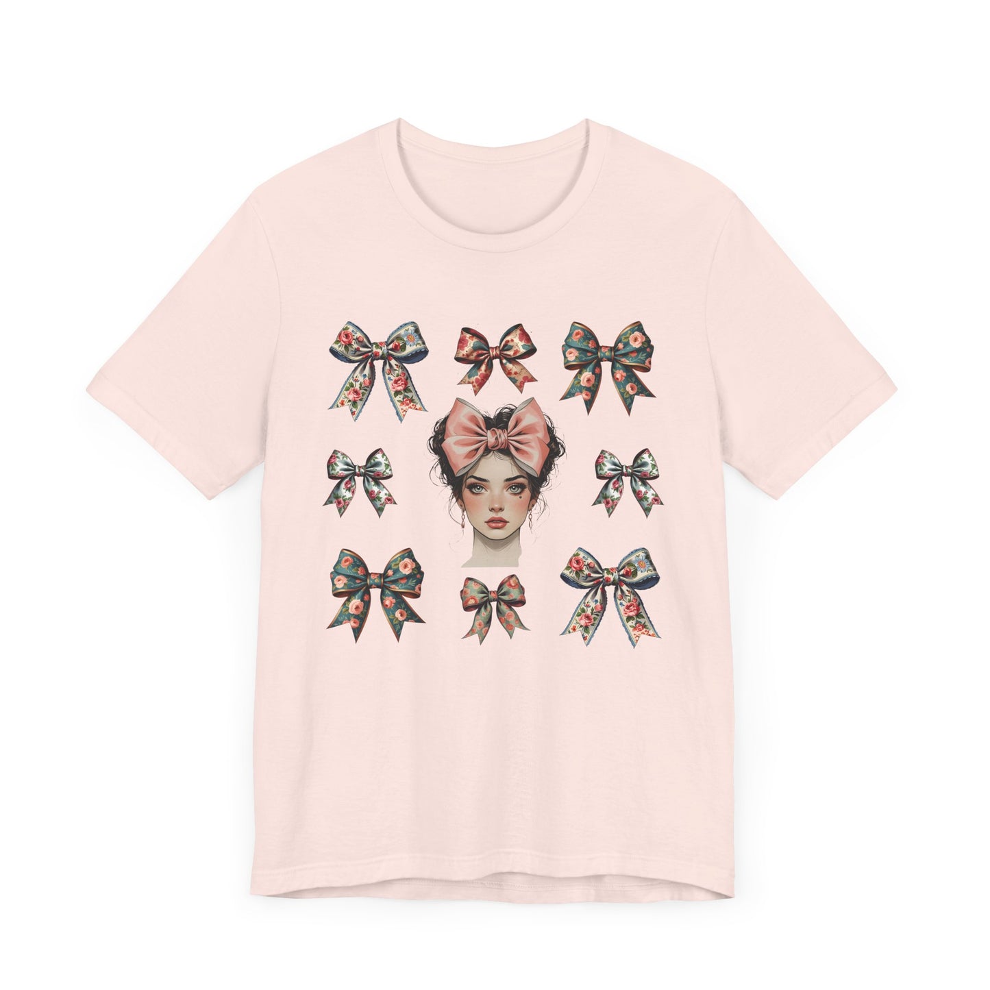 Frida Kahlo Inspired Bow Tee, Graphic Tee for Art Lovers, Cute Women’s Apparel, Vintage Style T-Shirt, Gift for Art Enthusiasts