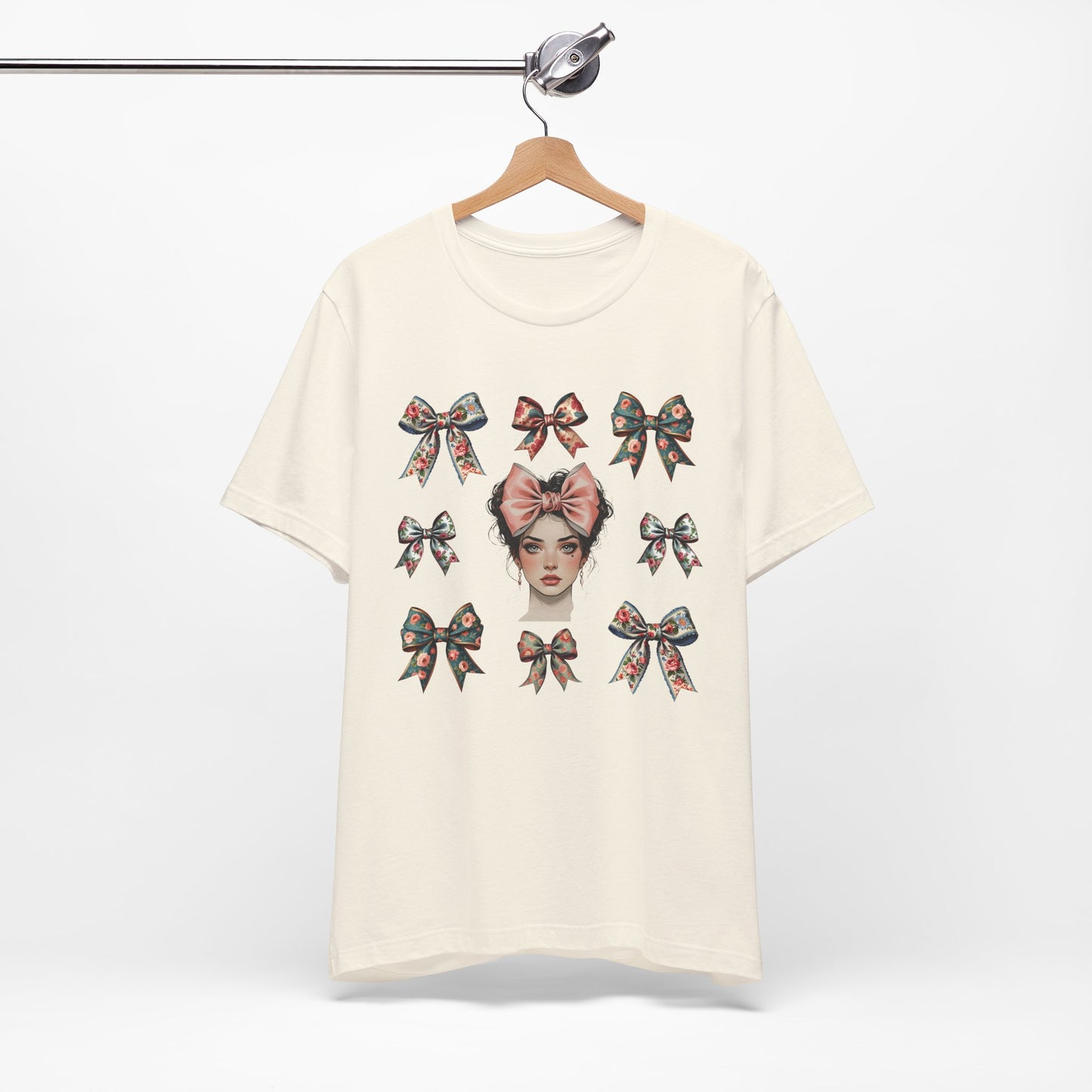 Frida Kahlo Inspired Bow Tee, Graphic Tee for Art Lovers, Cute Women’s Apparel, Vintage Style T-Shirt, Gift for Art Enthusiasts