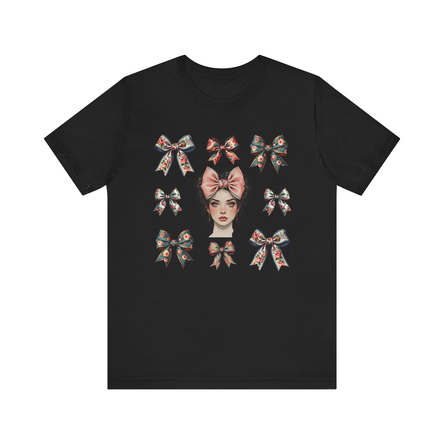 Frida Kahlo Inspired Bow Tee, Graphic Tee for Art Lovers, Cute Women’s Apparel, Vintage Style T-Shirt, Gift for Art Enthusiasts